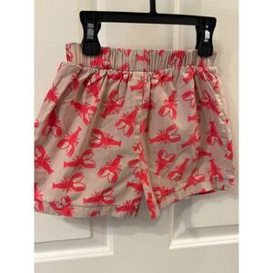 Southern Sunshine Kids Lobster Print Cotton Shorts Tan Red Size 3T Made in USA